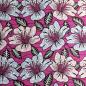 Preview: Afrikanischer Wax Print Stoff Baumwolle PINK RETRO FLOWERS